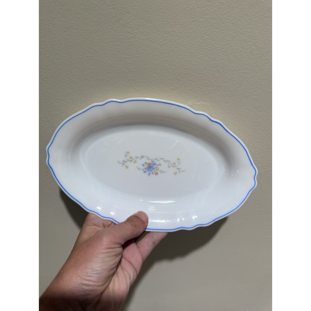 Vintage Arcopal France Small Oval Serving Platter White Milk Glass